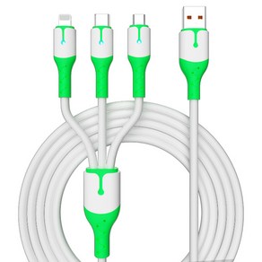 헨센 3in1 스폿라이트 소프트 충전 케이블, 1.2m, 화이트, 1개