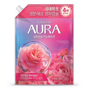 아우라 섬유유연제 피오니로즈향 리필, 1.7L, 1개