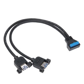 컴스 USB 3.0 메인보드 19핀 20핀 to 2포트 A타입 변환 케이블 젠더 30cm