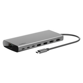 벨킨 Connect 유니버셜 USB C 8 in 1 M1 / M2 / M3 맥북 지원 듀얼 디스플레이 허브 INC015btSGY-CZ, 실버그레이, 1개