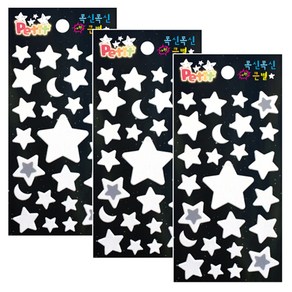 쁘띠팬시 야광 스티커 폭신폭신큰별 DA5633, 혼합색상, 3개