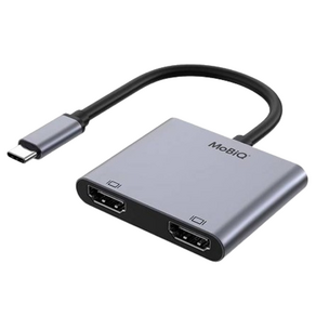 모비큐 2포트 C타입 4K HDMI 듀얼 모니터 멀티 USB 허브 EM-2HP