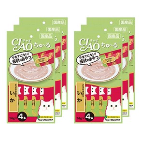 이나바 챠오 츄르 4p, 혼합맛(닭가슴살 / 오징어), 56g, 6개