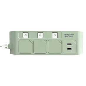 네모탭 USB A타입 고속충전 개별 멀티탭 3구 SY-NB3 USBQC-2, 3m, 카모그린, 1개