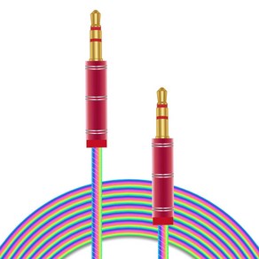 칼론 무지개 패브릭 AUX 스테레오 케이블, APC-A21, 레드, 1개