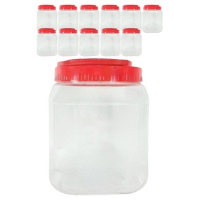 대광구용기 사각 용기 페트병 2.5L 12p + 적색캡 12p 세트, 1세트