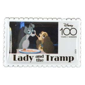 디즈니 100주년 우표 뱃지 lady and the tramp