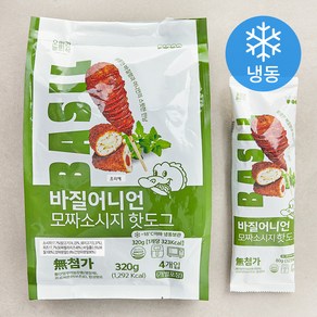 오늘의간식 바질어니언 모짜소시지 핫도그 4개입 (냉동), 320g, 1개