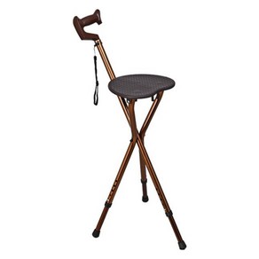 마샤투 높이조절 노인 중장년 지팡이 의자 85cm, 브라운 밴딩, 1개