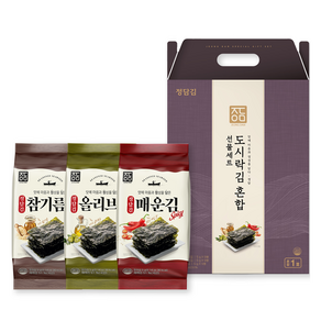 정담김 혼합 1호 참기름김 5g x 9p + 올리브김 5g x 9p + 매운김 5g x 9p 선물세트, 1세트