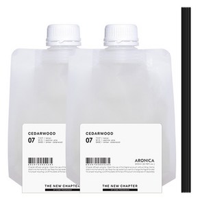아로니카 챕터 디퓨저 리필 2p + 섬유스틱 블랙 5p 세트, 시더우드, 1세트, 200ml