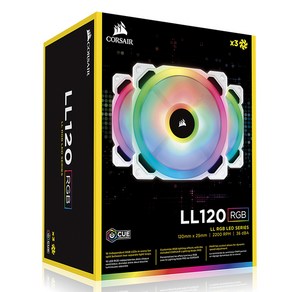 커세어 DUAL 시스템 쿨러 저소음 Node Po 120mm CORSAIR LL120 RGB White (3PACK/Contolle) 3p, 1개