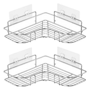 withWIN 스텐레스 와이어 다용도 코너 선반, 화이트, 2개