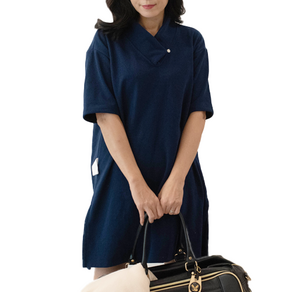 나인아워즈 여성용 원마일 골프 샤워 가운 카라형, 네이비, 1개