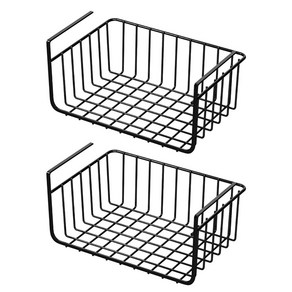 블랙메이드 주방 수납장 상부장 선반 바구니 걸이, 블랙, 2개