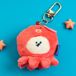 버터 쿨썸머 멍솜이 문어 미니 키링, 레드, 1개, 5.7cm