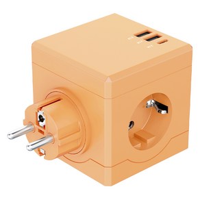 MPG At01 USB C타입 충전기 3구 큐브 4000W 고용량 멀티탭 플러그형, 1개, 피치 퍼즈, 7.58cm