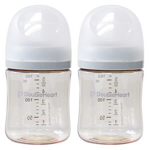 더블하트 모유실감 3세대 PPSU 노꼭지 젖병 트윈팩, 새벽그레이, 2개, 160ml