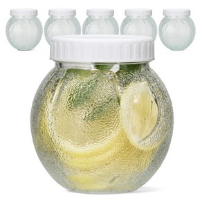 미르 실리콘링 플라스틱 뚜껑 유리병 레몬450 화이트, 6개, 450ml