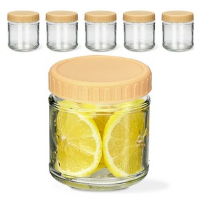 미르 실리콘링 플라스틱 뚜껑 원형 유리병 옐로우 SG320, 6개, 200ml