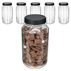 미르 실리콘링 플라스틱 원형 뚜껑 유리병 블랙 HIGH-SG1000, 6개, 850ml