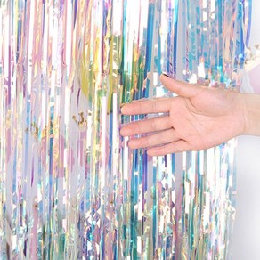 로지 파티장식 은반 수술커튼 5p, 홀로그램실버, 5개