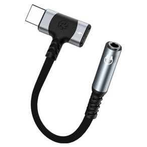 호후 USB C 타입 3.5mm 이어폰 마이크 연결 고속충전 어댑터 케이블 PD이마 듀얼후크, 실버, 1개, 140mm