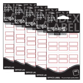 쁘띠팬시 인덱스 라벨 견출지 20-104R, 빨간색, 5개, 18개입