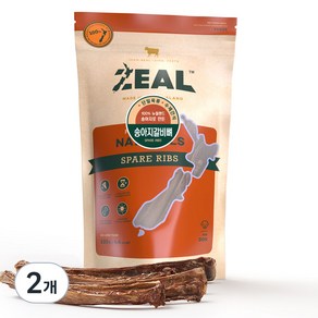 질 ZEAL 뉴질랜드산 강아지 수제간식 덴탈케어, 송아지갈비뼈, 125g, 2개