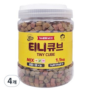 펫러닝 강아지 티니큐브 간식, 혼합맛(닭고기/오리/연어), 1.1kg, 4개