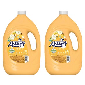 샤프란 코튼 앤 크림 섬유유연제 코튼향 본품, 2.8L, 2개