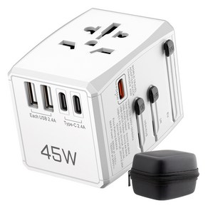 홈플래닛 해외 여행용 멀티 플러그 PD 45W 초고속 충전 5포트 어댑터 + 파우치, 1개