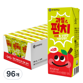 연세유업 과일펀치 사과 음료, 96개, 190ml