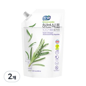 CJ LION 참그린 허브식초 리필 주방세제, 900g, 2개