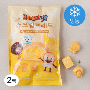 브레드이발소 우리밀 슈크림 브레드 (냉동), 500g, 2팩