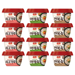 올따옴) 동원 용기죽 선물세트 쇠고기죽4+야채죽4+전복죽4, 12개, 287.5g