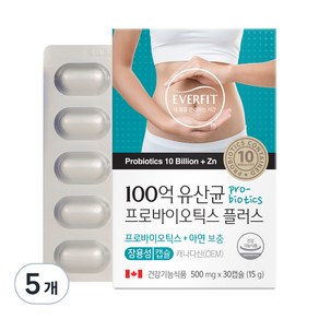 내츄럴플러스 100억 유산균 프로바이오틱스 플러스 15g, 30정, 5개