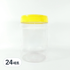 대광구 원형 용기 2L + 캡 노랑 페트병 세트, 24세트, 단품