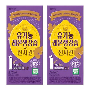 웰트릿 유기농 레몬생강즙 NFC 착즙 원액 진저퀸 14p, 210ml, 2개