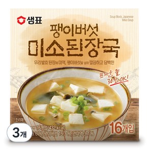 샘표 팽이버섯 미소된장국 16p, 128g, 3개