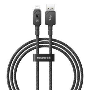 베이스어스 언브레이커블 내구성 고속충전 케이블 USB to 애플8핀 2.4A, 1m, 블랙, 1개