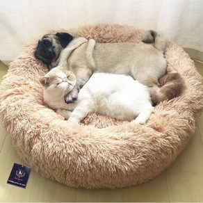 딩동펫 반려동물 폭신 도넛 방석, 크림오렌지, 1개