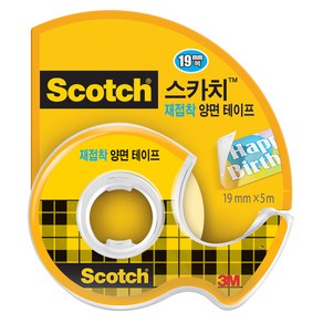 스카치 재접착 양면 테이프 238 19mm x 5.08m, 1개