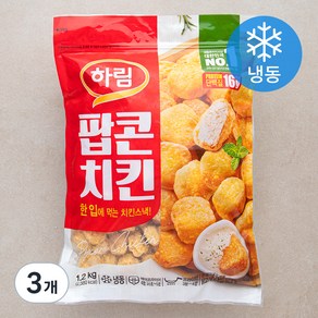 하림 팝콘치킨 (냉동), 1.2kg, 3개