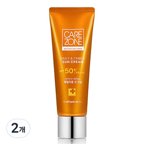 케어존 데일리 앤 패밀리 선케어크림 SPF 50+ PA+++, 80ml, 2개