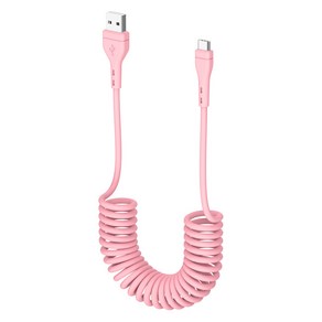 밸류엠 C타입 고속충전 스프링 케이블 20W, 1.5m, 핑크, 1개