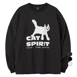 어반에이지 남녀공용 Cat Spiit 롱슬리브 면 티셔츠