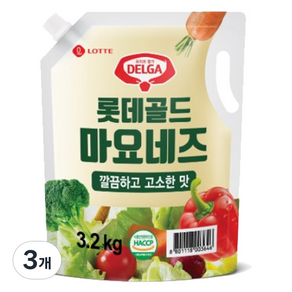 롯데푸드 골드 마요네즈 스파우트 파우치, 3.2kg, 3개