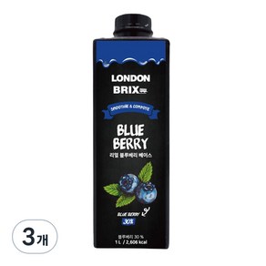 런던브릭스 블랙라벨 리얼 블루베리 베이스 농축액, 1L, 3개