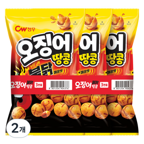 청우식품 오징어땅콩 불닭맛 3p, 270g, 2개